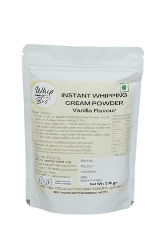 Image of WhipBro Whipping Cream Powder (200g) | Vanilla Flavour | Instant Dessert & Bakery Cream | Easy to Whip | Rich & Smooth Texture