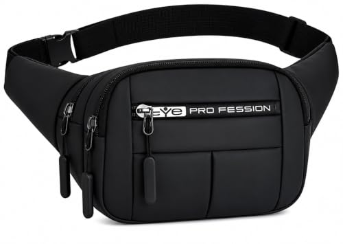 Image of Waist Bag for Man & Woman | Travel Handy Hiking Running Pouch with Zipper | Adjustable Strap Fanny Pack for Documents Money Card Phone Earphone (Black)