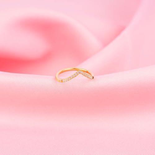 Image of V Shape CZ Paved Ring for Womens | Waterproof and Anti Tarnish Demifine Jewelry | Gifts for Women & Girls | 1 Year Warranty*
