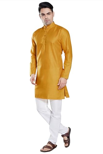 Image of DIVISIVE Men's Plain Cotton Blend Linen Slim Fit Kurta Pyjama Set