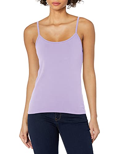 Hanes womens Hanes Women's Stretch Cotton With Built-in Shelf Bra Cami Shirt, Enchanted Lilac, XX-Large US