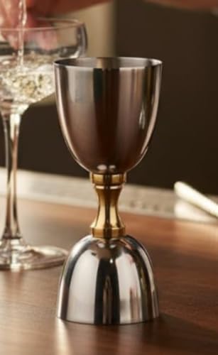Image of Stainless Steel Premium Peg Measurer 30 & 60ml Jigger Bar Cocktail Shot Glass Metal Measure Cup Tool Set of 1