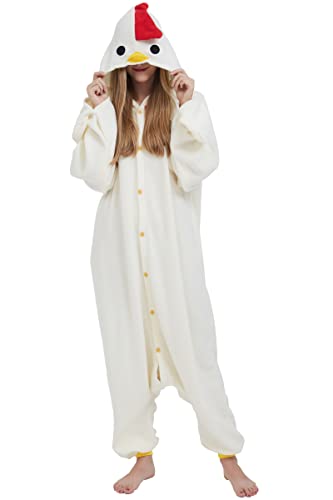 DarkCom Unisex Adulto Cosplay Pollo Animal Onesie Kigurumi Disfraces One Piece Pijamas Carnaval Ropa de Dormir L