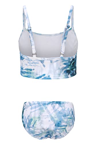 Image of Girls Two Piece Swimsuits Bikini Tie Dye Bathing Suit Hawaiian Swimwear Set for Girls Green Size 8 /7-8