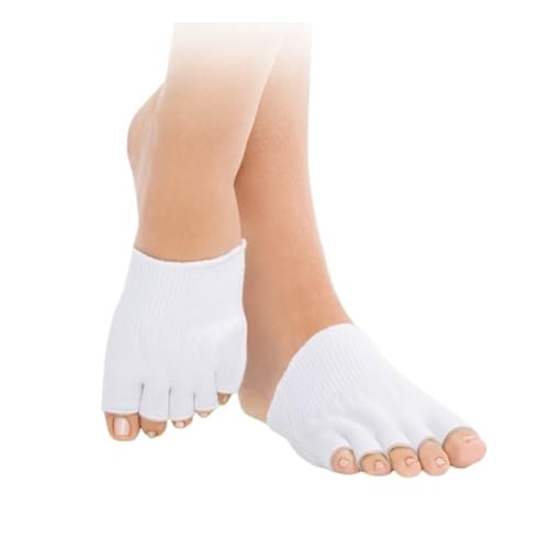 Gel Toe Separator Socks for Women, Gel-Lined Compression Socks, Toes Separator Feet Care, Separator Spacer Pain Relief, Yoga Toes Toe Separators Women Socks, Fits US Size 6-10(White)