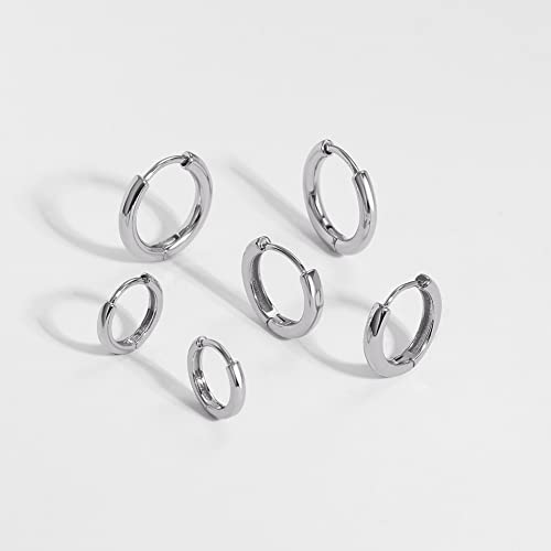 3 Pairs Silver Plated Huggie Hoop Earrings For Women, Minimalist Silver Hoop Earrings, Simple 3 Sizes Hoop Earrings For Women Men Gift… #TOP5