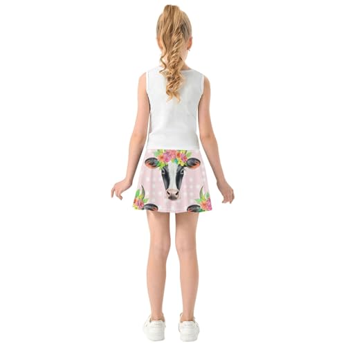 Girls' Shorts Athletic Skorts Cow Heads Flower Toddlers Tennis Skirts Children Girl Skort 3t4
