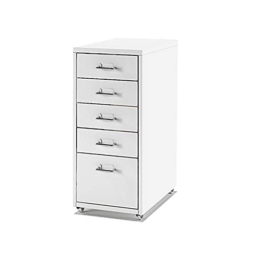 ZHANGGL Archivador metálico con 5 cajones, archivador móvil con Ruedas, Almacenamiento de Oficina Colorido para organizar, 6 Colores Disponibles (Blanco, 5 cajones)