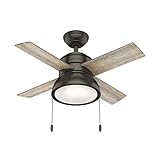 Hunter Fan Company 59387 Hunter 36' Loki LED Light Ceiling Fan, Noble Bronze Finish