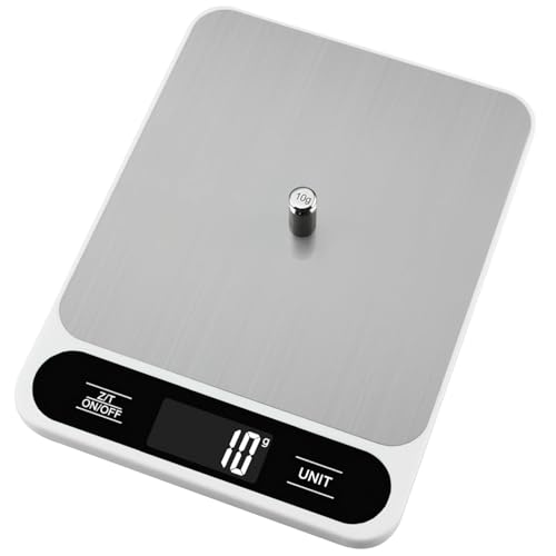 Báscula digital recargable para alimentos de 15 kg, báscula de cocina de acero inoxidable, precisión de 1 G para cocinar y hornear