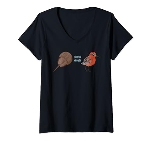 Horseshoe Crabs are Life for Red Knots Graphic Bird Design V-Neck T-Shirt