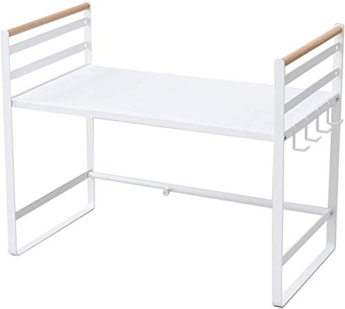 Yamazen DRR-73 (SWH) Top Range Rack (Stretchable) Width 18.1 - 28.7 x Depth 14.0 x Height 20.1 inches (46-73 x 35.5 x 51 cm) With 4 Hooks Included Customer Assembly, White (No Glossy)