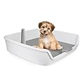 AFP Large Indoor Dog Potty Tray with Movable Column, Puppy Indoor Training Toilet for Small Medium Dogs, Dog Pee Pad Holder with Removable Post
