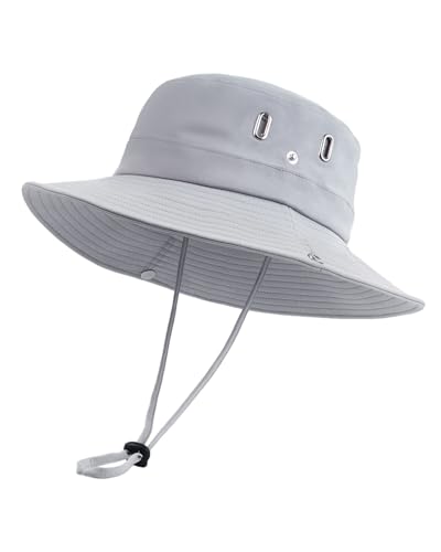 Zylioo Extra Large Boonie Sun Hats,Wide Quick Dry Fishing Hat for Big Heads,UPF 50 Cooling Hats with Chin Strap Grey