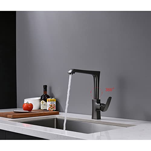 Robinet de cuisine rotation à 360 ° anti éclaboussures gris chic - 4
