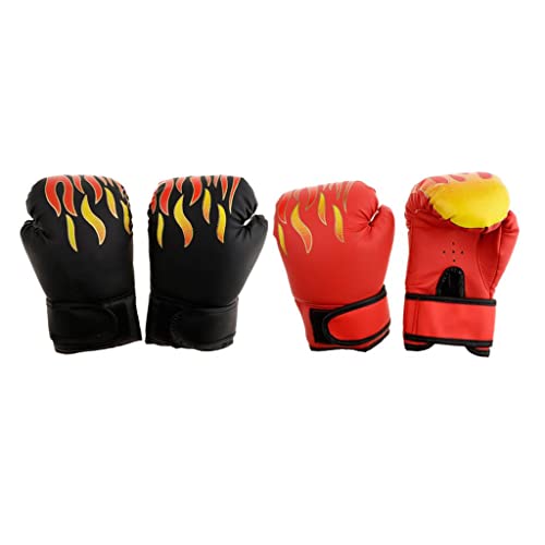 Generic 2 Pair Kickboxing Fighting Boxing Gloves for Kids Age 4-12 BoysGirls Flame