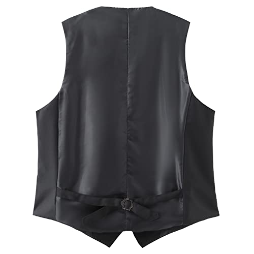 Gionforsy Mens Suit Vest 1920S Mens Vest Slim Fit Formal Business Gangster Waistcoat (Large, Black) #TOP2