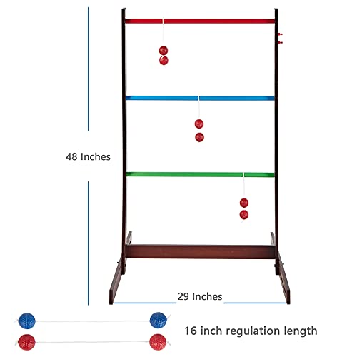 SpeedArmis Vintage Ladder Toss Game Set, 48In Rubber Wooden Ladder Ball Golf Lawn Game with 6 Bolo Balls & Carrying Case - Outdoor Backyard Game for Teens Adults Family - Thumbnail 3