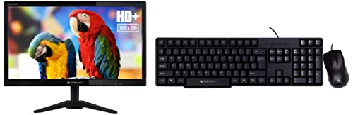 Image of ZEBRONICS 19.5 inch Monitor(49.5CM) with Anti Glare, HD, Slim Design and Wall Mount & Wired Keyboard and Mouse Combo with 104 Keys and a USB Mouse with 1200 DPI - JUDWAA 750