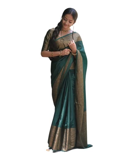 Image of SGF11 - Women's Kanjivaram Soft Lichi Silk Saree With Blouse Piece