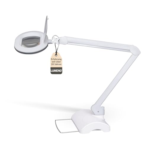 Lumeno 8613GR Lupenleuchte Arbeitsplatzlampe mit großer ovalen Linse 110x150 mm, 60 LEDs in 2 Stufen dimmbar, perfekt als Lesehilfe, für die Kosmetik oder zum Löten, 3 Dioptrien grau mit Tischstativ Lumeno 8613GR Lupenleuchte Arbeitsplatzlampe mit großer ovalen Linse 110x150 mm, 60 LEDs in 2 Stufen dimmbar, perfekt als Lesehilfe, für die Kosmetik oder zum Löten, 3 Dioptrien grau mit Tischstativ