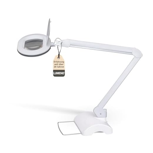 Lumeno 861XGR Lupenleuchte Arbeitsplatzlampe mit großer ovalen Linse 110x150mm perfekt als Lesehilfe, für die Kosmetik oder zum Löten erhältlich in 3 und 5 Dioptrien 60 LEDs 3 mit Tischstativ