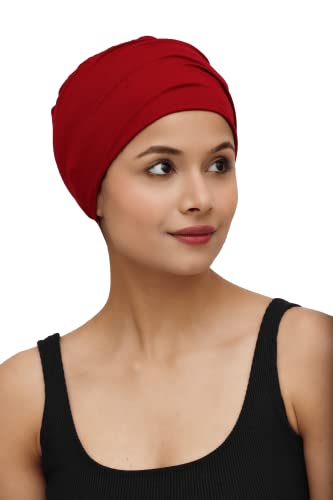 Image of The Headscarves Women Silky Soft Bamboo Viscose Sleep Cap for Hair Loss Chemo Headwear Skull Cap Free Size (Multicolor) (HS3 Multicolor)