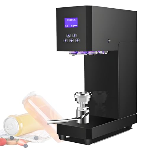 DNEPEI Selladora de latas Inteligente, Compatible con latas de 2,17' de diámetro, con Altura Ajustable para hojalata, Pet, Aluminio y Vidrio. Black-110V