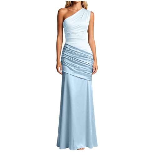 Robe longue satin asymétrique pour mariage d'hiver et grand bal