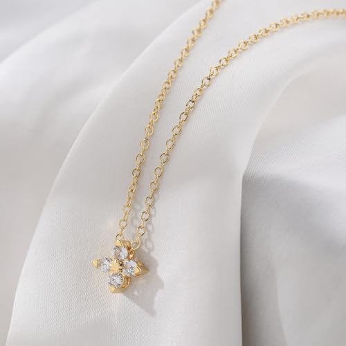 Image of Gold Silver Necklace for Women, Dainty Cubic Zirconia Pendant