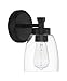 Craftmade Henning 1 Light Sconce, Clear Glass, Flat Black, 12705FB1
