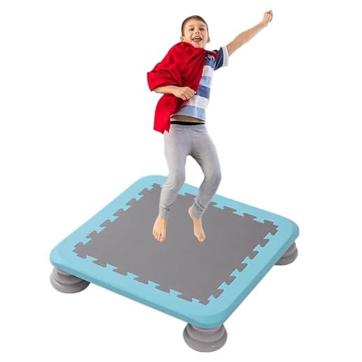 Generic Mini Trampoline for Kids, 25 Inch Indoor Trampoline for Toddler, Square Bounce Trampolin w/Non-Slip Base, Autism Kids Sensory Integration Training Equipmen for Boys Girls 3-12 Ages,Blue a