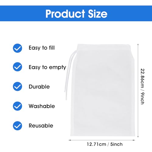 Image of Aquarium Filter Bags, 9x5 Inch Fish Tank Media Mesh Percolation Bag High Flow Fine Mesh Net with Elastic Band for Fish Tank Bio Balls, Activated Pelletized Carbon, Net Hole 0.2mm White(6 Pcs)