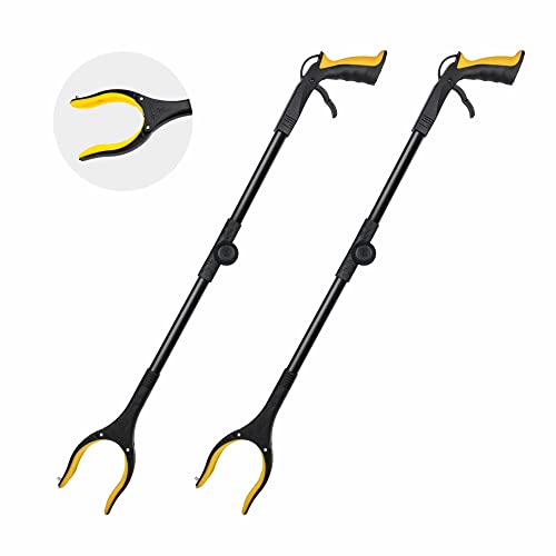 Taoyoule Grabber Reacher Tool 2 Pack Extensible Picker Stick Pliable Déchets Pick Up Tool Handy Assist Reaching Aids Pince pivotante de jardin avec aimant, 42-81 cm, Jaune Cover