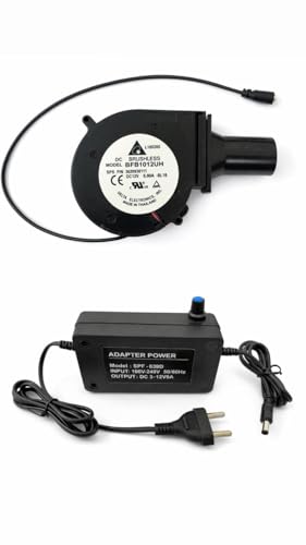 Image of HIGH Speed DC 12V 6A BRUSHLESS Blower Fan KIT with Adjustable Power Adapter for BBQ, Diesel Furnace, Bhatti