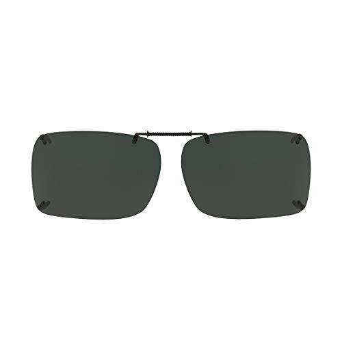 Dioptics Solar Shield-F REC Polarized Rectangular Clip On Sunglasses, Gray, 54 mm