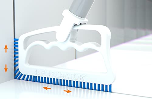 FUGINATOR® Fugenbürste – Fugenreinigung in Bad, WC, Küche - Reinigung von Wand- und Bodenfliesen - handliche Bürste für Fugen und Fliesen – Spaltreinigungsbürste für Enge Zwischenräume (weiß/blau)