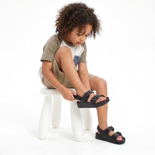 Image of Toddler Sandals Dual-Sized with Arch Support, Non-Slip EVA Buckle Water Shoes for Boys Girls, 5-12