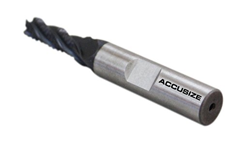 Image of Accusize Industrial Tools 1 /4 inch Fine Tooth M42 8% Cobalt Tialn Roughing End Mill, 3 /8 in Shk Dia, 3 /4 in Flute Length, 4 Flute, 1104-0014 | Fine Tooth, M42 8% Cobalt, TiAlN Coated, 2-1 /2 inch OAL, Single End, Center Cutting