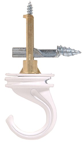 Hillman Ceiling Hook, 40lb Capacity, 1 Pack, White Finish | Steel anchor, 360 degree swivel hook installs in drywall with a screwdriver for hanging plants or decor indoors