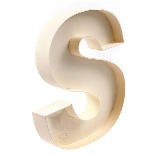 Lettera S in legno da 22 cm, riempibile