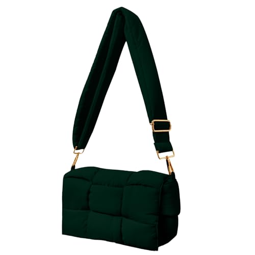 Image of Shoulder Bag Lightweight Puffer Tote Crossbody Bag Handwoven for Women | waterproof nylon, durable, soft padded texture, versatile for travel, work, weekend, everyday, adjustable strap
