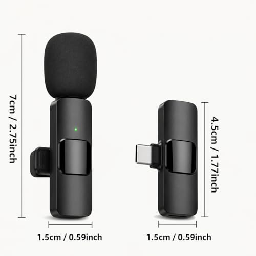 Image of K8 Wireless Microphone, Bluetooth Collar Microphone for Type-C Android & iOS Noise Canceling Mic for Vlogging, Clip-On for YouTube, Singing, Video Recording, Podcasting