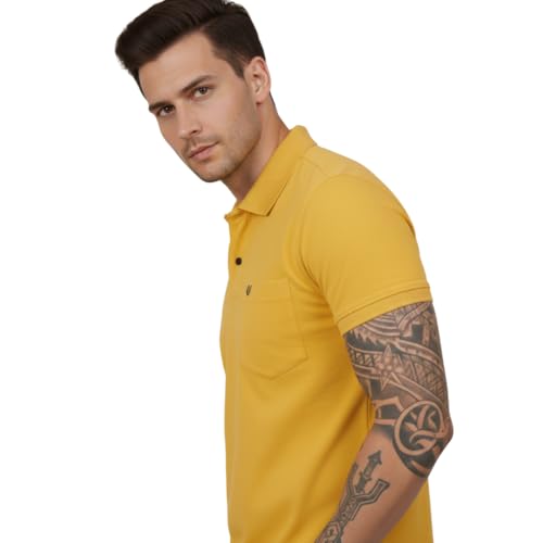 Image of Polo T Shirt for Man with Pocket, Polo T Shirts for Men, Summer Shirt with Collar, Half Sleeve, Cotton Blend, Light Weight, Comfotable Fit (Pack of 1) M to 3XL