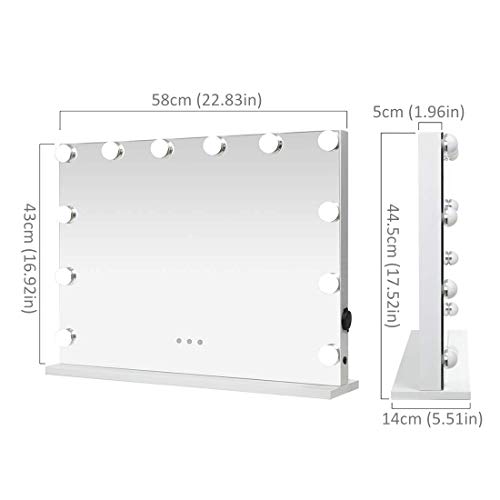 Showtimez Vanity Mirror With Lights And Speaker Hollywood Makeup Mirror With Led Lights, Tabletop Or Wall-Mounted, 10X Magnification, 22.8" W X 17.5" H #TOP5