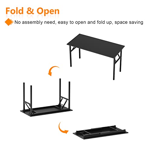 Image of Need Folding Computer Desk - 39.4 Inch Foldable Office Writing Work Study Kids Student Teacher Home Bedroom Table for Small Space, Black