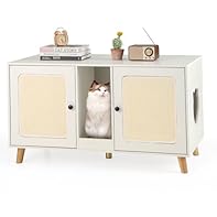 ✔SPACIOUS DESIGN- The cat furniture offers ample space to store all items, with a large platform, two closed cabinets, and an open space, capable of easily containing the bed, litter box, food, toys, and other accessories, keeping your home tidy and ...