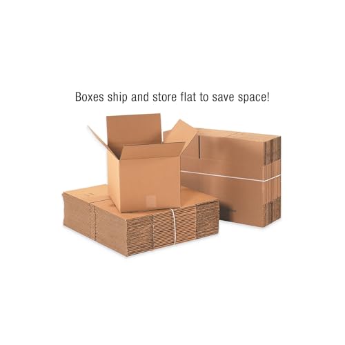 Image of BOX USA 12 x 10 x 2 Corrugated Cardboard Boxes, Flat 12'L x 10'W x 2'H, Pack of 25 | Shipping, Packaging, Moving, Storage Box for Home or Business, Strong Wholesale Bulk Boxes