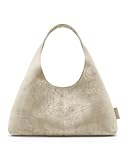 Expatrié Sac à Épaule Femmes Beige - Nora - Slouchy Hobo Bag en Aspect Daim - Sac à Main Taille Moyenne pour Travail, Université, Quotidien - Cuir Végétalien