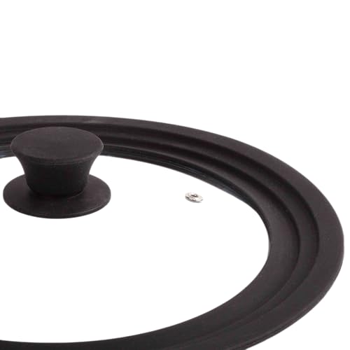 TAPA TAPADERA ADAPTABLE DE SARTEN OLLAS CACEROLAS CAZUELA COCINA ANTISALPICADURAS MULTIDIAMETRO UNIVERSAL CON BORDE DE SILICONA Y CRISTAL CON VÁLVULA DE VAPOR (24/26/28CMS)